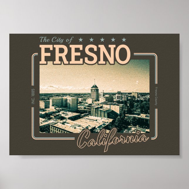 AFFICHE FRESNO CALIFORNIA - VILLE DE FRESNO CA (Devant)