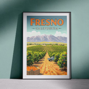 Affiche Fresno Californie vintage