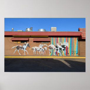 Affiche Fresque de chevaux de peinture courant, Tucumcari,