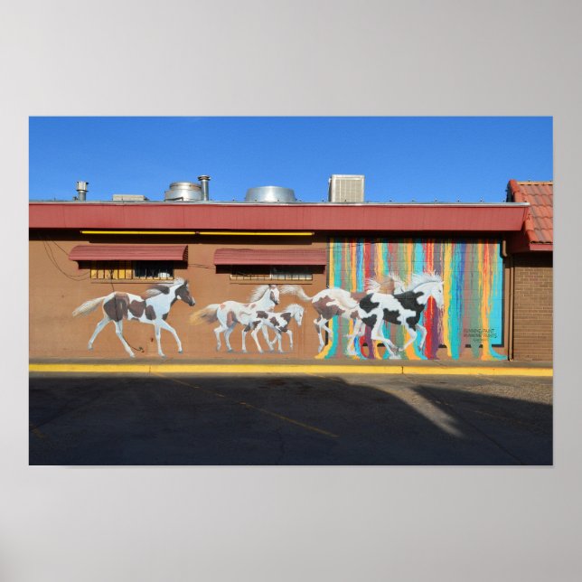 Affiche Fresque de chevaux de peinture courant, Tucumcari, (Devant)