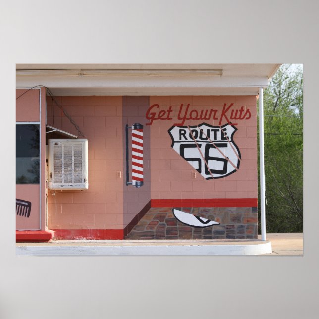 Affiche Fresque de salon de coiffure sur la route 66, Nouv (Devant)