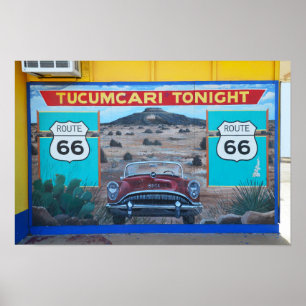 Affiche Fresque Tucumcari ce soir, Route 66, Nouveau-Mexiq