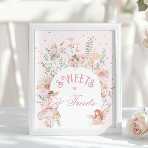Affiche Friandises de fée et gâteries Anniversaire rose ca