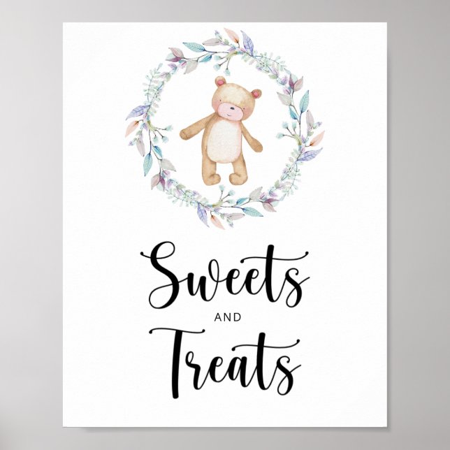 Affiche friandises petit ours baby shower  (Devant)