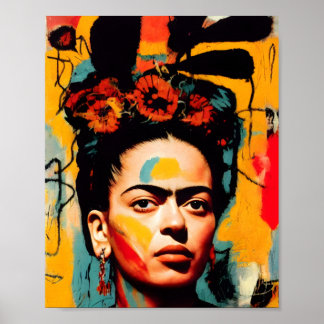 Affiche Frida Kahlo Abstrait coloré