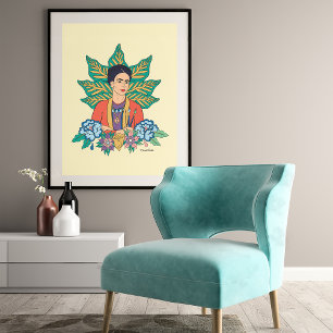 Affiche Frida Kahlo Graphisme floral coloré