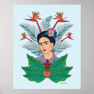Affiche Frida Kahlo   Oiseaux de Paradis Floral Graphic