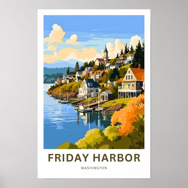 Affiche Friday Harbour Washington Travel Imprimer (Devant)