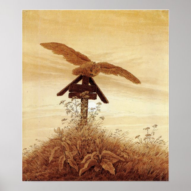 Affiche Friedrich - Chouette Sur Grave 1837 (Devant)