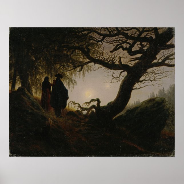 Affiche Friedrich - L'homme et la femme envisagent la lune (Devant)
