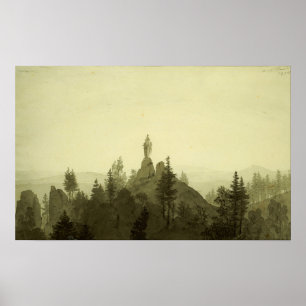 Affiche Friedrich - Statue de la Madone dans les montagnes