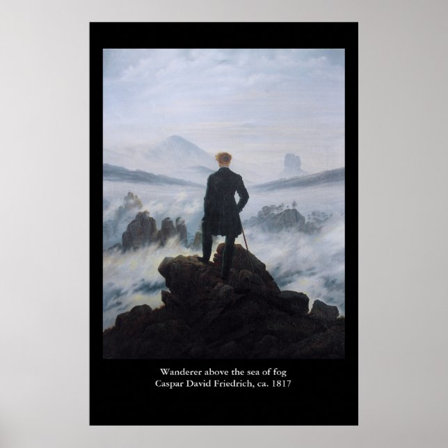 Affiche Friedrich's Wanderer au-dessus de la mer de brouil (Devant)