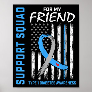 Affiche Friend Type 1 Diabetes Shirt American Flag Support