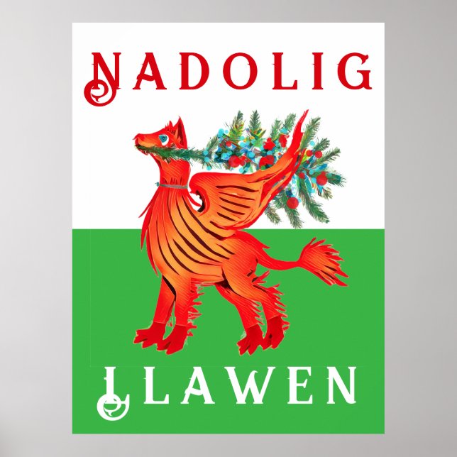 Affiche Friendly Welsh Red Dragon, ajouter votre texte Pos (Devant)
