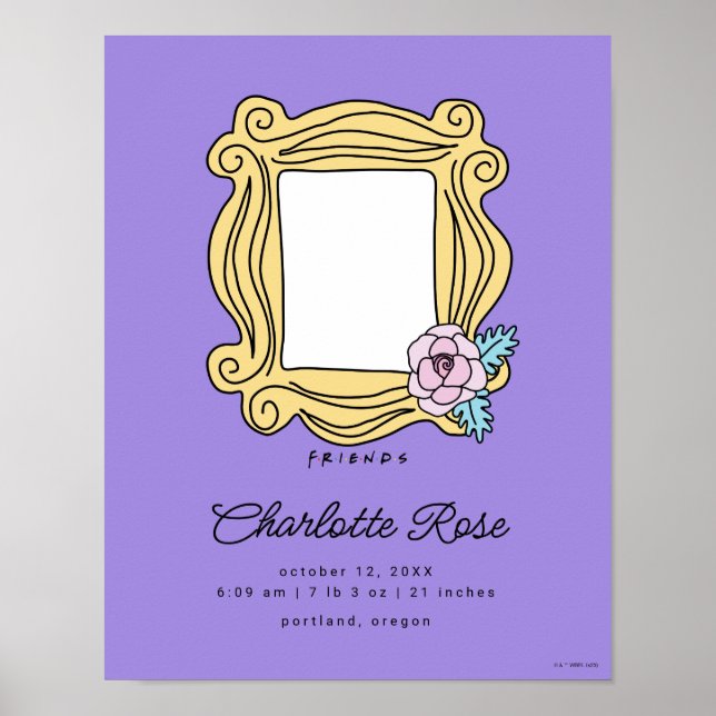 Affiche FRIENDS™ Cadre photo floral | Statistiques de nais (Devant)