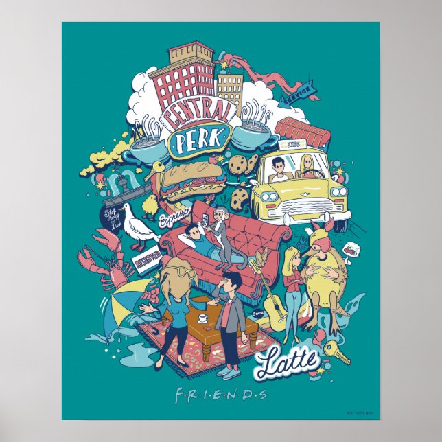 Affiche FRIENDS™ | Collage de dessins animés (Devant)