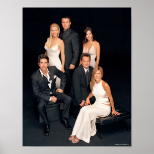 Affiche FRIENDS™   Groupe en tenue de soirée noir et blanc