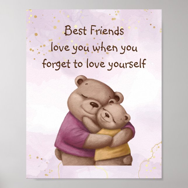 Affiche Friends Love Teddy Bear Love you Inspirational (Devant)