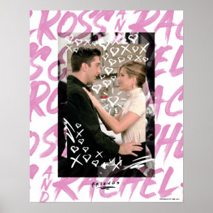 Affiche FRIENDS™ Ross et Rachel cœurs gribouillés