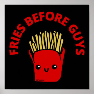 Affiche FRIES AVANT LES GARS drôles frites pun