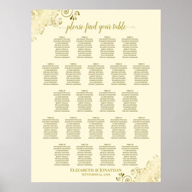 Affiche Frilles Gold 22 Mariage de table  de table carte c (Devant)