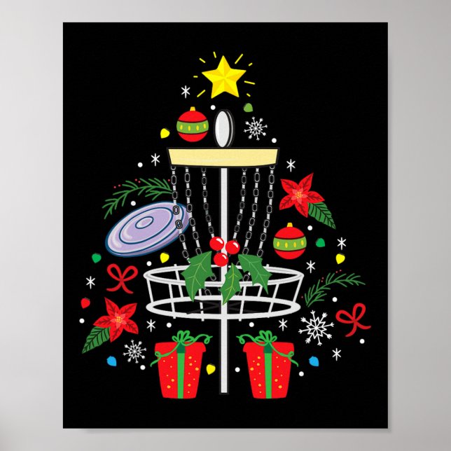 Affiche Frisbee de Disc Golf Ornement de Noël Arbre Drôle  (Devant)