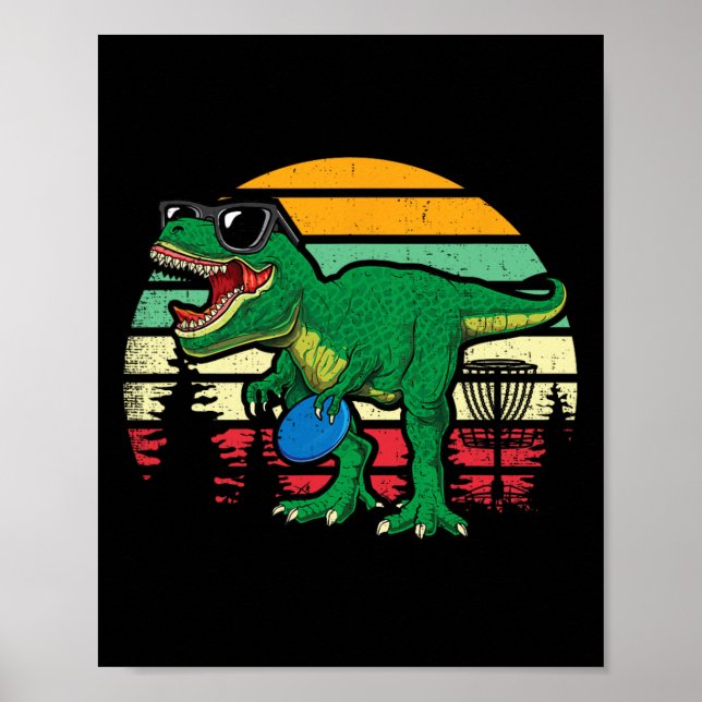 Affiche Frisbees Dino Mignon T Rex Dinosaure Enfants Garço (Devant)