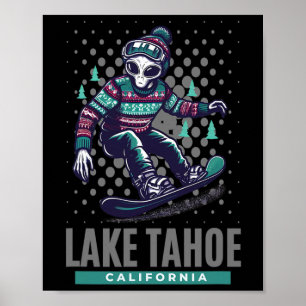 Affiche Frissons cosmiques - Snowboard Alien Sur Le Lac Ta