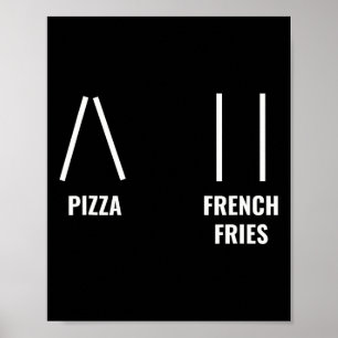 Affiche Frites Pizza Ski Citation Drôle Skieur Ski En