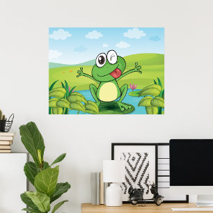Affiche Frog drôle avec sa langue sortie