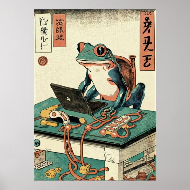 Affiche Frog Jouer Pc Jeux, Ukiyo-e Frog Art, Frog (Devant)