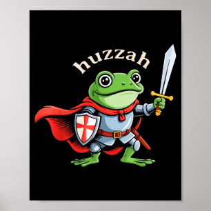 Affiche Frog Knight Hourra Citation de mème d'épée drôle M