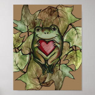 Affiche Froggy amoureux art amusant grenouilles et coeur