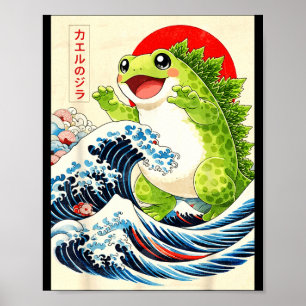 Affiche Frogzilla Grenouille Art Japonais Drôle D'Anime Po