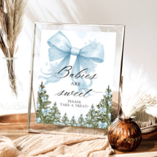 Affiche Froid à l'extérieur de l'hiver Blue Bow Baby sont 