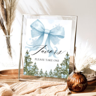 Affiche Froid Hiver Hiver Blue Bow Baby shower Faveurs