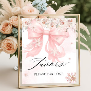 Affiche Froid Hiver Hiver Pink Bow Baby shower Faveurs