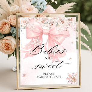 Affiche Froid Hiver Hiver Pink Bow Baby sont doux