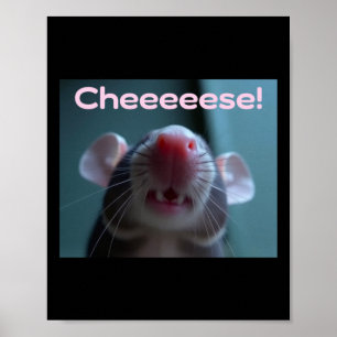 Affiche Fromage ! Autocollant de rat de compagnie 