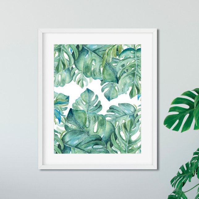 Affiche Fromage suisse tropical Plante Aquarelle Art (print of watercolor paintings by Victoria Grigaliunas monstera palm leaf watercolor art)