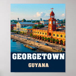 Affiche Front colonial de Georgetown et patrimoine guyanai
