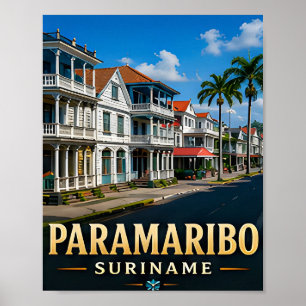 Affiche Front colonial de Paramaribo et patrimoine tropica