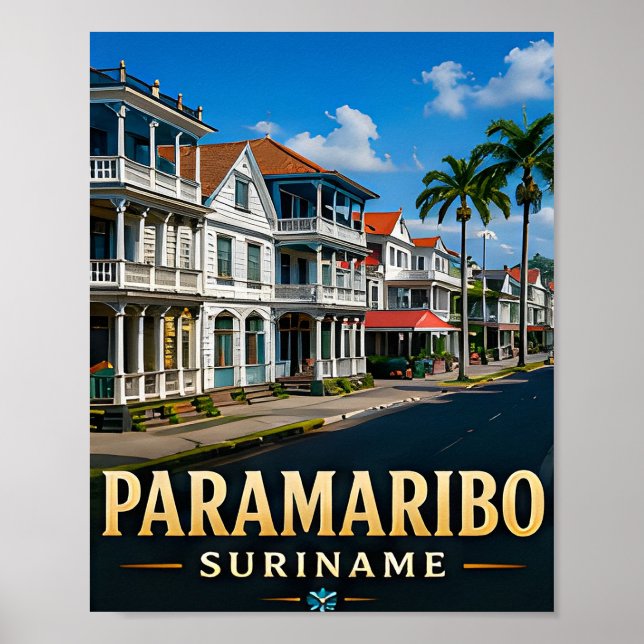 Affiche Front colonial de Paramaribo et patrimoine tropica (Devant)