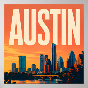 Affiche Front de mer d'Austin Texas Capitole