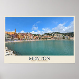 Affiche Front de mer de Menton et baie méditerranéenne