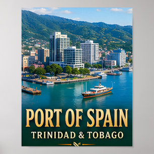 Affiche Front de mer de Port-d'Espagne et énergie caribéen