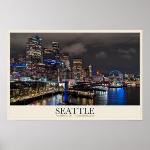 Affiche Front de mer de Seattle et Grande Roue
