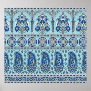 Affiche Frontière asiatique de Paisley : Design traditionn