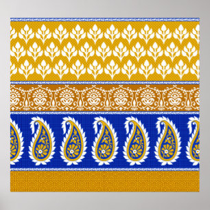 Affiche Frontière traditionnelle indienne paisley