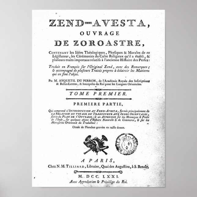Affiche Frontispiece d'une édition du 'Zend (Devant)